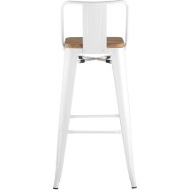 Стул барный Stool Group Tolix WOOD со спинкой белый глянцевый, металл, дерево