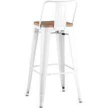 Стул барный Stool Group Tolix WOOD со спинкой белый глянцевый, металл, дерево