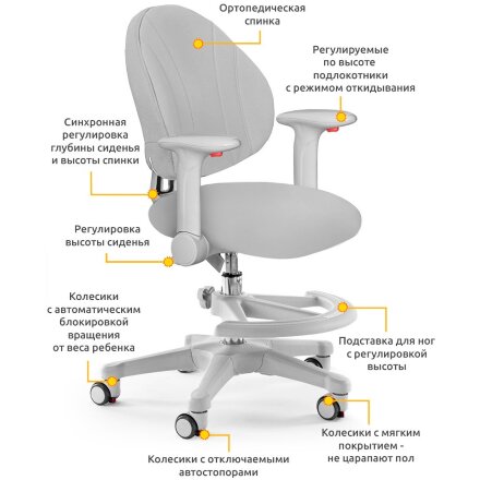 Детское кресло Mealux Mio  Y-407  KG - обивка серая однотонная  одна коробка 