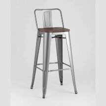 Стул барный Stool Group Tolix WOOD со спинкой серебристый матовый, металл, дерево