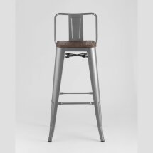 Стул барный Stool Group Tolix WOOD со спинкой серебристый матовый, металл, дерево