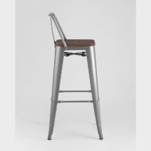 Стул барный Stool Group Tolix WOOD со спинкой серебристый матовый, металл, дерево