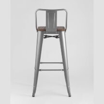 Стул барный Stool Group Tolix WOOD со спинкой серебристый матовый, металл, дерево
