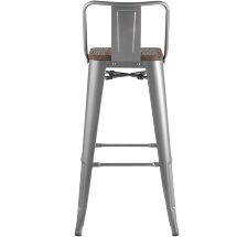 Стул барный Stool Group Tolix WOOD со спинкой серебристый матовый, металл, дерево