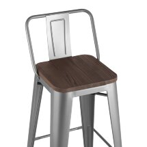 Стул барный Stool Group Tolix WOOD со спинкой серебристый матовый, металл, дерево