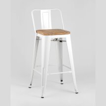 Стул полубарный Stool Group Tolix со спинкой белый, металл, дерево