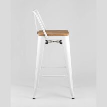 Стул полубарный Stool Group Tolix со спинкой белый, металл, дерево