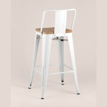 Стул полубарный Stool Group Tolix со спинкой белый, металл, дерево