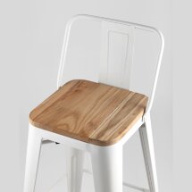 Стул полубарный Stool Group Tolix со спинкой белый, металл, дерево
