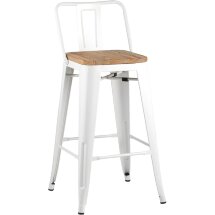 Стул полубарный Stool Group Tolix со спинкой белый, металл, дерево