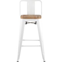 Стул полубарный Stool Group Tolix со спинкой белый, металл, дерево