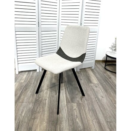 Стул ELLEN WZ2042-18 белая галька, фактурный велюр/ RU-07 серая сталь/ черный каркас М-City 