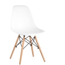 Стул Stool Group Eames DSW белый пластиковый, ножки массив бука