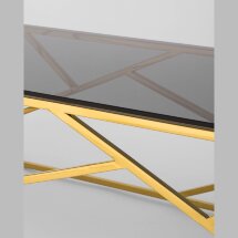Журнальный стол Stool Group 120*60 АРТ ДЕКО золото стекло smoke каркас нержавеющая сталь