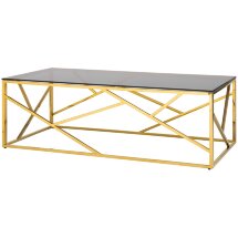 Журнальный стол Stool Group 120*60 АРТ ДЕКО золото стекло smoke каркас нержавеющая сталь